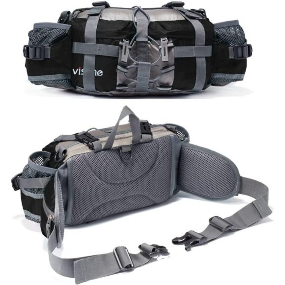 Outdoor Fanny Pack Hiking Fishing Waist bag 2 Water Bottle Holder Lumbar Pack